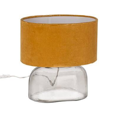 Hello Honey® 14" Modern Table Lamp with Glass Base & Mustard Yellow Velvet Shade | Michaels®