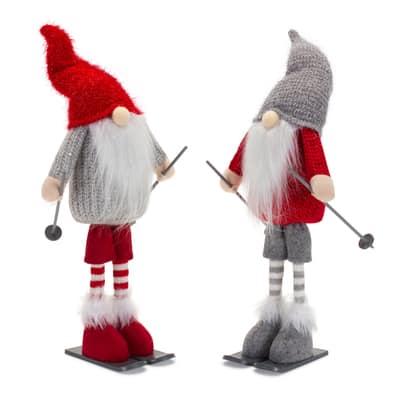 14.25" Skiing Gnome Figurine Set By Melrose in Grey/Red/White | 7.25" x 7.5" x 14.25" | Michaels®