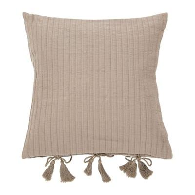 Hello Honey® Gray Woven Cotton Pillow with Tassel Ties | 16" x 16" | Michaels®