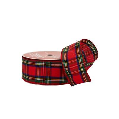 2.5" x 80Ft Red Tartan Wired Jumbo Ribbon by Celebrate It® in Null | Michaels®