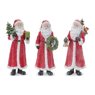 Glitter Santa Figurine with Pine Accent Set By Melrose in Red | Michaels®