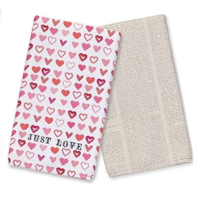 Just Love Hearts 16" x 25" Tea Towel - Set of 2 By Designs Direct in Pink | Michaels®
