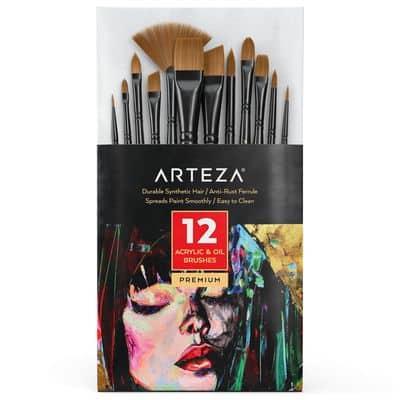 Arteza® Acrylic & Oil 12 Piece Brush Set Paint in Gray | Michaels®
