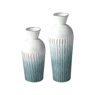 Glitzhome® Abstract Ombre Aqua Metal Floor Vases Set in Ombre Aqua Blue | Michaels®