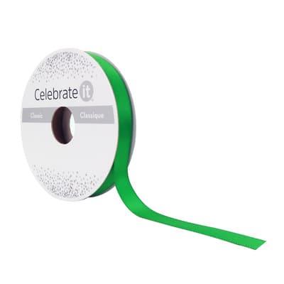 3/8" x 15yd. Satin Double Face Ribbon by Celebrate It® Classic in Kelly Green | Michaels®