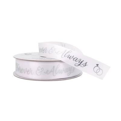 5/8" x 7yd. Satin Foil Forever Ribbon by Celebrate It® in White | 5/8" x 7yd | Michaels®