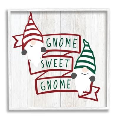 Stupell Industries Sweet Gnome Banner Phrase Framed Giclee Art in White | 17" x 17" | Michaels®