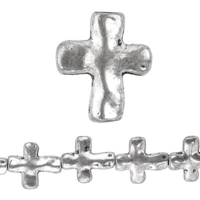 Silver Plated Wavy Metal Cross Beads, 13mm by Bead Landing™ | 13mm x 11mm | Michaels®