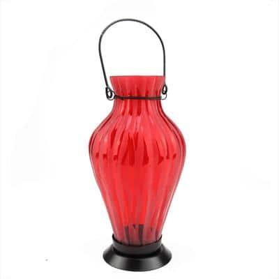 9.5" Frosted Red Ribbed Vase Glass Bottle Tea Light Candle Lantern By Northlight | Michaels®