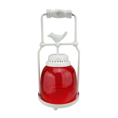 Red and White Antique Avian Bird Glass Votive Candle Holder Lantern By Northlight in White/Red | 11.75" x 5.25" | Michaels®