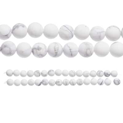 White & Gray Matte Howlite Round Beads, 8mm by Bead Landing™ in White/Grey | 8 mm | Michaels®