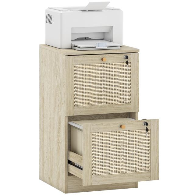 HOMCOM File Cabinet Lockable Filing Cabinet for A4 Letter | Style: Oak | Size: 4-Drawer | by TSC