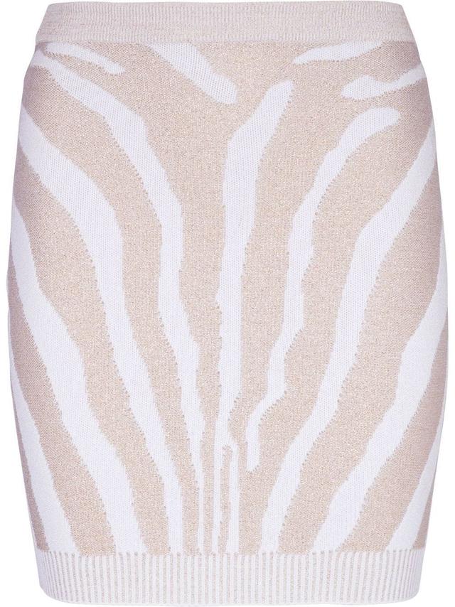 Balmain Women's Zebra Knit Short Skirt