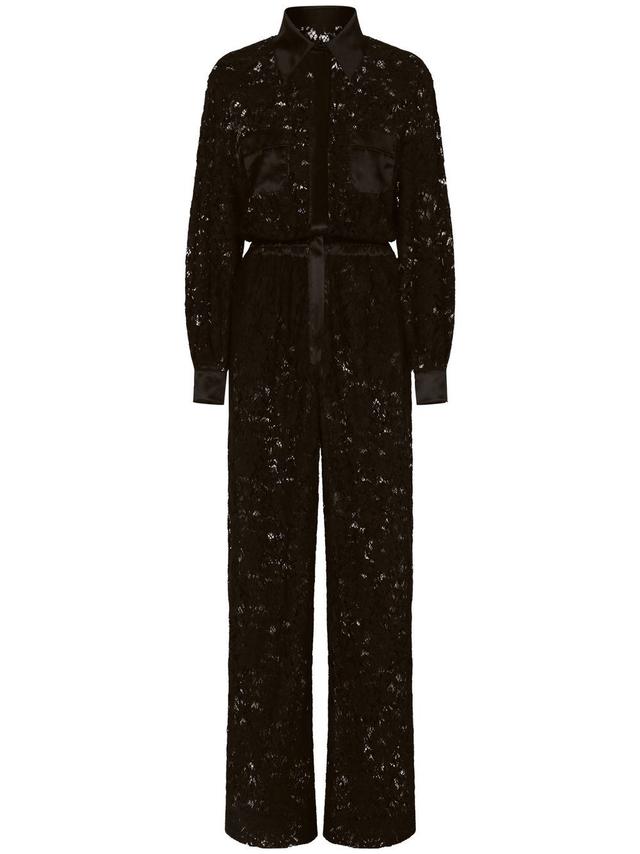 Dolce & Gabbana Women's Lace-Trim Long-Sleeve Jumpsuit