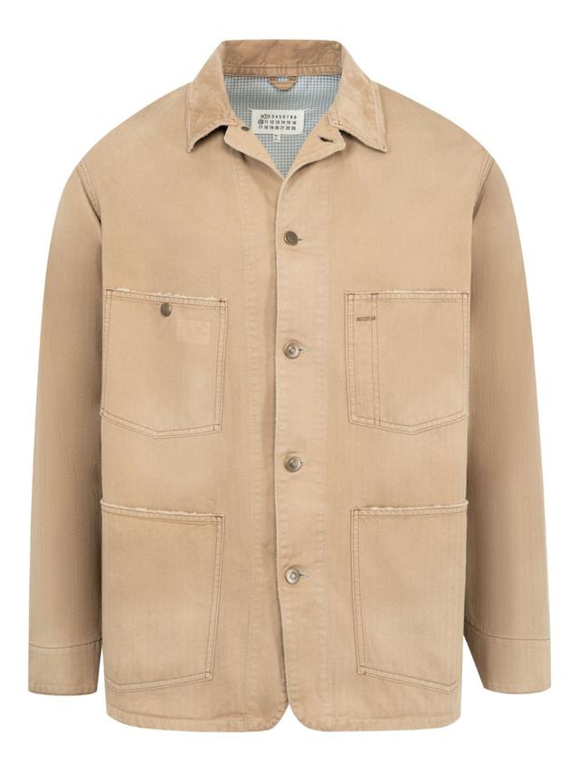Maison Margiela Men's Herringbone-Weave Shirt Jacket