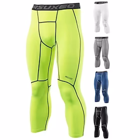 Men's Striped Fluorescent Sports Gym Leggings Running Tights Leggings Compression Tights Leggings Bike 3/4 Tights Base Layer Summer Fall Sports Quick Dry Soft