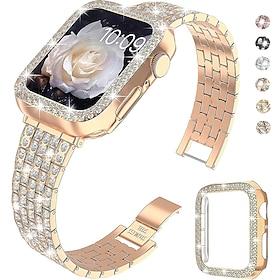 Jewelry Bracelet Compatible with Apple Watch band 38mm 40mm 41mm 42mm 44mm 45mm 49mm with Case Women Bling Diamond Stainless Steel Rhinestone Strap Replacement