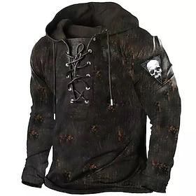 Men's Skull Graphic Prints Hoodie Hoodies Sweatshirt Streetwear Designer Basic Casual Long Sleeve Hooded Casual Daily Streetwear Sports Blue Black White Green