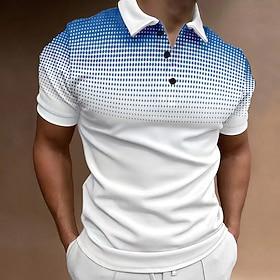 Men's Sport Polo Golf Shirt Casual Holiday Lapel Short Sleeve Fashion Basic Gradient Button Summer Regular Fit Wine Black White Navy Blue Orange Gray Sport Pol