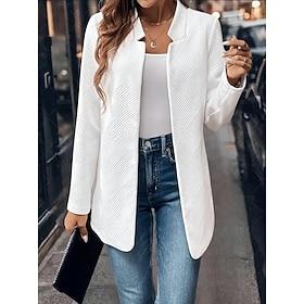 Femme blazer Couleur unie Confortable Mode Standard Vêtements d'extérieur manche longue Hiver Noir S