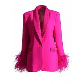 Tube / kolonne Gallakjoler Fest Kjole Bal Kort / mini Langærmet Hakrevers Bomuld med Fjer 2024