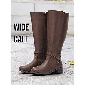 stijlvolle bruine, brede kniehoge laarzen voor dames comfortabele herfstschoenen