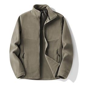Men's Hiking Jacket Winter Outdoor Fleece Lining Windproof Fleece Jackets Windbreaker Jacket Traveling Black Camel Green Dark Blue