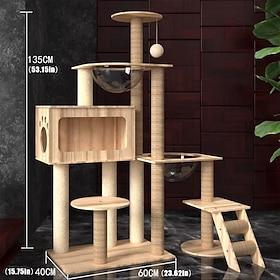 55 Inches Cat Tree/Cat Tree House and Towers for Large Cat/Cat Climbing Tree with Cat Condo/Cat Tree Scratching Post/Multi-Level Large Cat Tree