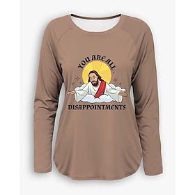 Dames T-shirt Basic Normale tops Lange mouw Strakke ronde hals Dagelijks Weekend Licht Bruin blauw Lente Herfst Winter