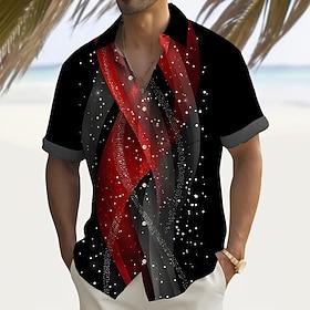 Men's Geometric Gradient Waves Shirt Summer Shirt Button Up Shirt Short Sleeve Fashion Casual Outdoor Vacation Dailywear Summer Spring Turndown 3D Print Collar