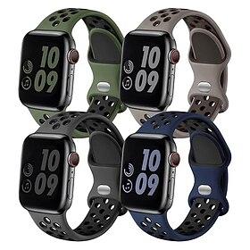 4 Pack Sport Band Modern Buckle Sport Loop Compatible with Apple Watch band 38mm 40mm 41mm 42mm 44mm 45mm 49mm Two Tone Adjustable Silicone Strap Replacement W