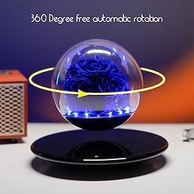 Magnetic Levitation Eternal Rose Glass Cover for LED Lights with Touch Control Lights Eternal Floating Flower Lights Suitable for Valentine's Day Anniversaries