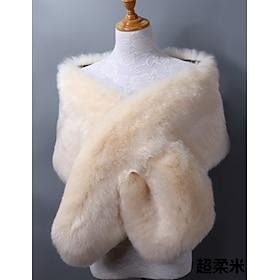 Faux Fur Wraps Women's Wrap Elegant Vintage Sleeveless Faux Fur Wedding Wraps With Pure Color For Party Fall