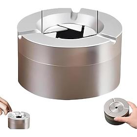 360° Aluminum Alloy Twist-Lock Ashtray with Twist-Lock Lid, Odor-Proof, Leak-Proof Windproof Cigarette Holder for Vehicle, Office, or Home Use, Portable and E