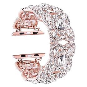 Jewelry Bracelet Compatible with Apple Watch band 38mm 40mm 41mm 42mm 44mm 45mm 49mm Glitter Bling Diamond Stainless Steel Strap Replacement Wristband for iwat