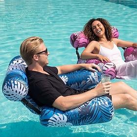 Inflatable Pool Chair Thickened Floating Lounge, PVC Oxford Fabric Water Hammock Seat with Pool Noodle Support, Adult Pool Float Lounger for Pool, Lake, Beach,