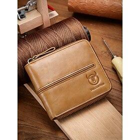 Men's Vintage Genuine Leather Wallet in Multiple Colors Large Capacity Multi Card Zip Around Bifold Wallet for Casual Daily Use, Travel Vacation Everyday Carr