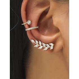 Women's Boho Alloy Ear Cuff Set, Multi Style Crystal Clip On Earrings for Beach Vacation, Summer Resort and Everyday Casual Wear