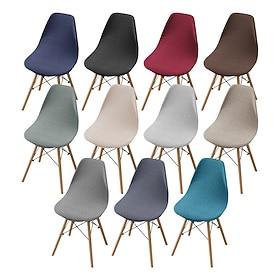 Stretch Twill Shell Chair Cover, Elastic Scalloped Back Chair Slipcover for Dining Room