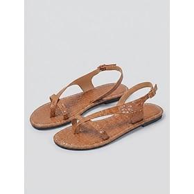 Brune flade sandaler med tåring til kvinder – minimalistiske sommersko med siderem, lette, afslappede strandsandaler til ferien daglig brug