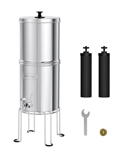 Waterdrop Gravity-fed Water Filter System, Reduces Lead and up to 99% of Chlorine, NSF/ANSI 42&372 Standard, with 2 Black Carbon Filters and Metal Spigot, King Tank Series