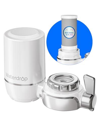 Waterdrop Water Filter for Sink Faucet, NSF Certified Water Purifier, 320 Gallon Tap Water Filter for Kitchen Sink, Reduces Chlorine, Lead-Free Material, Faucet Mount Water Filtration System, 1 Filter