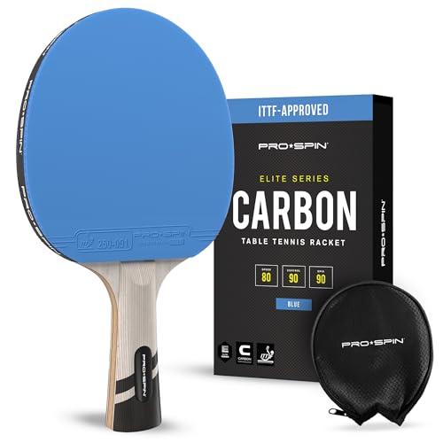 PRO-SPIN Ping Pong Paddles – ITTF Approved Professional Table Tennis Rackets with Carbon Fiber for Superior Control | 7-Ply Blade, Premium Rubber, 2.0mm Sponge (Blue, 1-Pack)