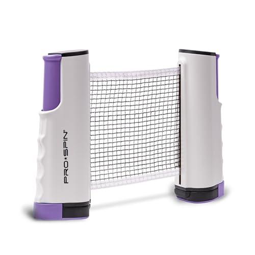 PRO-SPIN Retractable Ping Pong Net – 72" Table Tennis Net with Clamps | Portable Ping Pong Net for Any Table | Includes Custom Mesh Storage Bag | Replacement Table Tennis Net Posts (Purple)