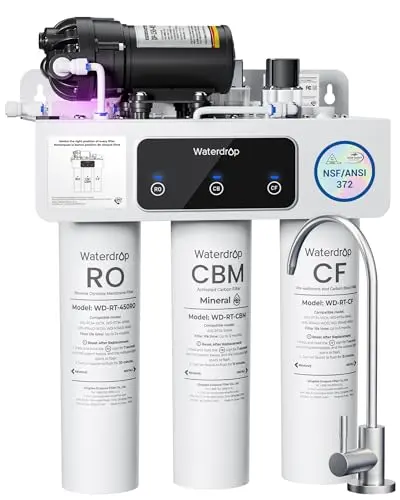 Waterdrop WD-T3-M Remineralization Reverse Osmosis Water Filter, NSF/ANSI 372 Certified, 9-Stage Undersink RO System, 450G Tankless RO Water Filtration System, 2:1 Pure to Drain, Plug-in Required