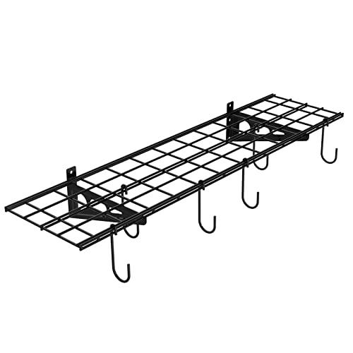 FLEXIMOUNTS Garage Wall Shelving, 1x4 ft, Includes 6 Bike Hooks, Wall Shelf Garage Organization System w/Bike Hangers, Storage Rack, Floating Shelves, 150 lbs Weight Capacity (1 Pack), Classic Series