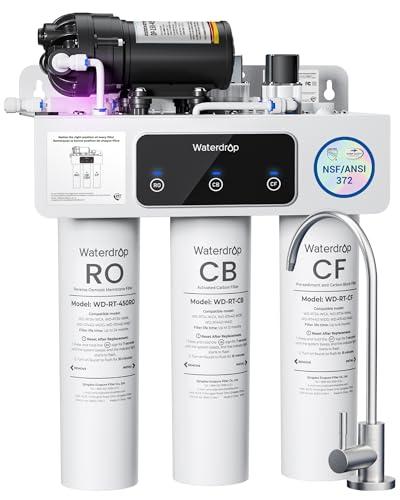 Waterdrop WD-T3-C Reverse Osmosis Water Filter, NSF/ANSI 372 Certified, 8-Stage Under Sink RO Water Filter, 450GPD Tankless Water Filtration System, 2:1 Pure to Drain, BPA Free, Plug-in Required