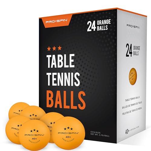 PRO-SPIN Ping Pong Balls - 3-Star Premium Orange Table Tennis Balls | High-Performance 40+ ABS Professional Quality | Ultimate Durability for Indoor & Outdoor Ping Pong Tables (Pack of 24)
