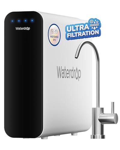 Waterdrop TSU 0.01 Micron Ultra Filtration Under Sink Water Filter System, 3-Stage Tankless Under Sink Water Filtration System with Faucet, Smart Panel, Not Lower TDS, Drilling Required