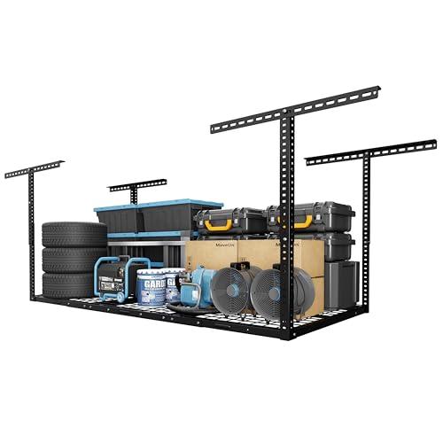 FLEXIMOUNTS 3x6 Overhead Garage Storage Adjustable Ceiling Rack 72" Length x 36" Width x 40" Height, 450lbs Weight Capacity, Black, Classic Series